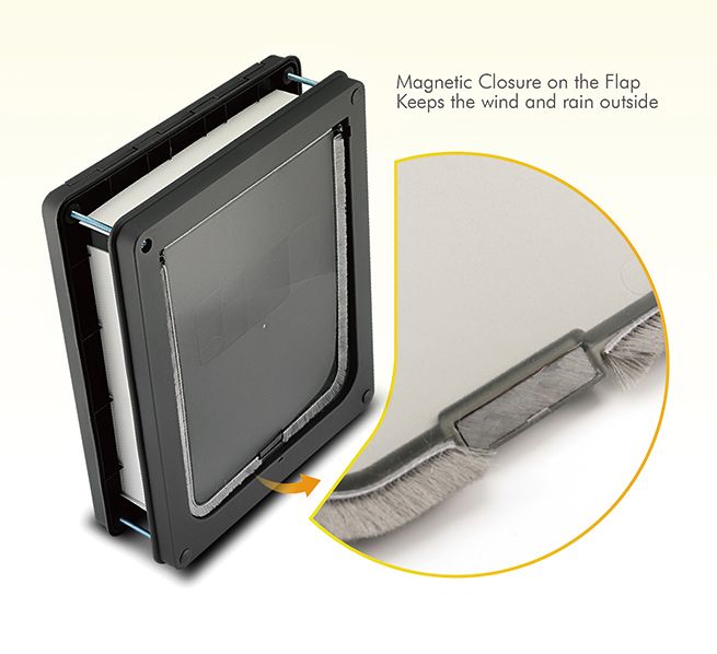 2Way Lockable Pet Dog Cat Door Security Brushy Flap Large Size