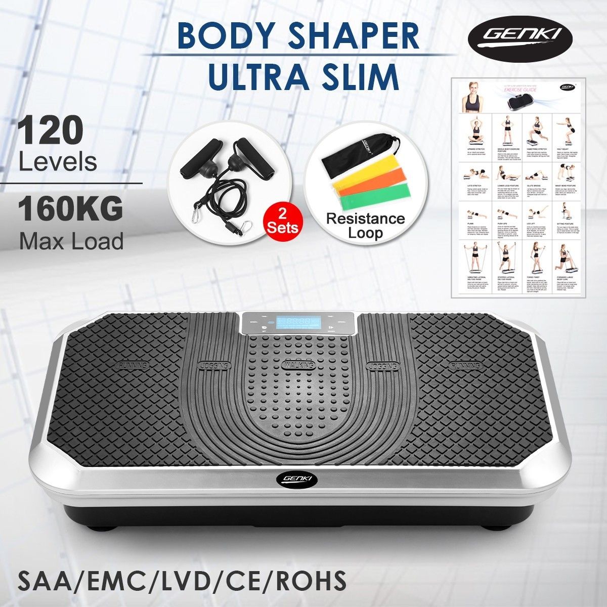 Genki Silver Whole Body Vibration Machine Platform Square Shape