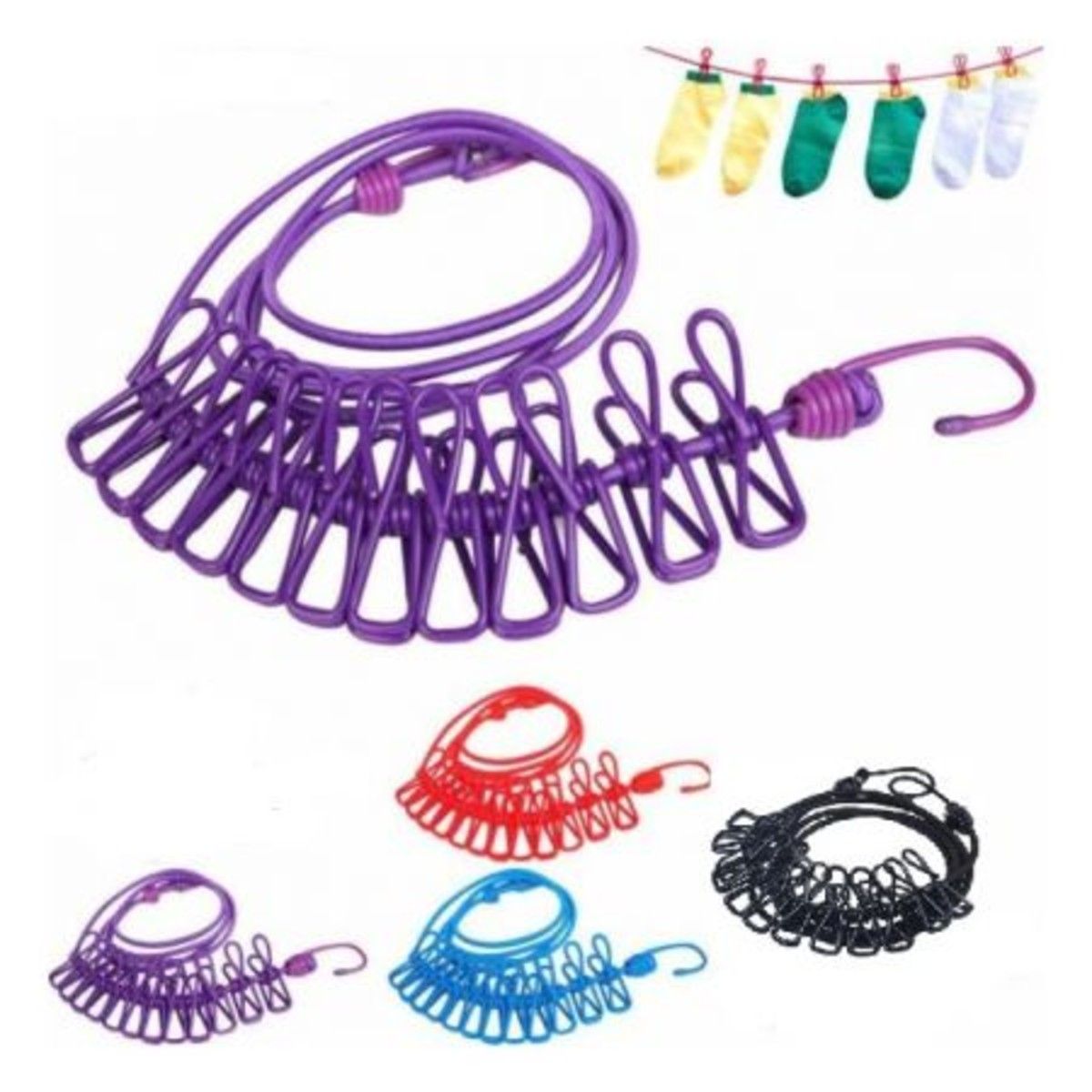 2pcs 185cm Portable Multifunctional Drying Rack Clips Cloth Hangers