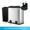 60L Rubbish Bin Dual Compartment Dustbin Pedal Recycling Trashcan Modern Kitchen Waste Garbage Stainless Steel