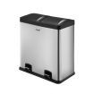 60L Rubbish Bin Dual Compartment Dustbin Pedal Recycling Trashcan Modern Kitchen Waste Garbage Stainless Steel