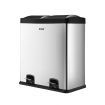 60L Rubbish Bin Dual Compartment Dustbin Pedal Recycling Trashcan Modern Kitchen Waste Garbage Stainless Steel