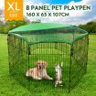 Dog Playpen Fence Pet Enclosure Cat Doggy Puppy Exercise Cage Green Fabric Cover 63x107CM/Panel 42" 8 Panels