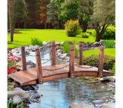Garden Wooden Rustic Bridge Decoration Decor Outdoor Landscape Rail 160cm