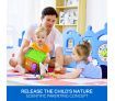 ABST 18-Sided Kids Play Pen Colorful Castle-shaped Baby Playpen with Game Panel & Basketball Set