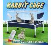 Rabbit Hutch Metal Pet Bunny House Cage Mobile Safety Pen Small Animal Home Water Bottle 100cm