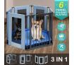 3-in-1 Metal Safety Playpen with Double Locking System & Mat - Dark Grey