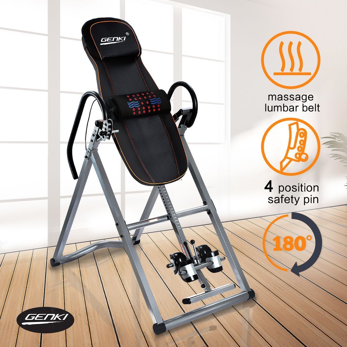 Genki Adjustable Inversion Table Gravity Folding Gravity Massage Belt