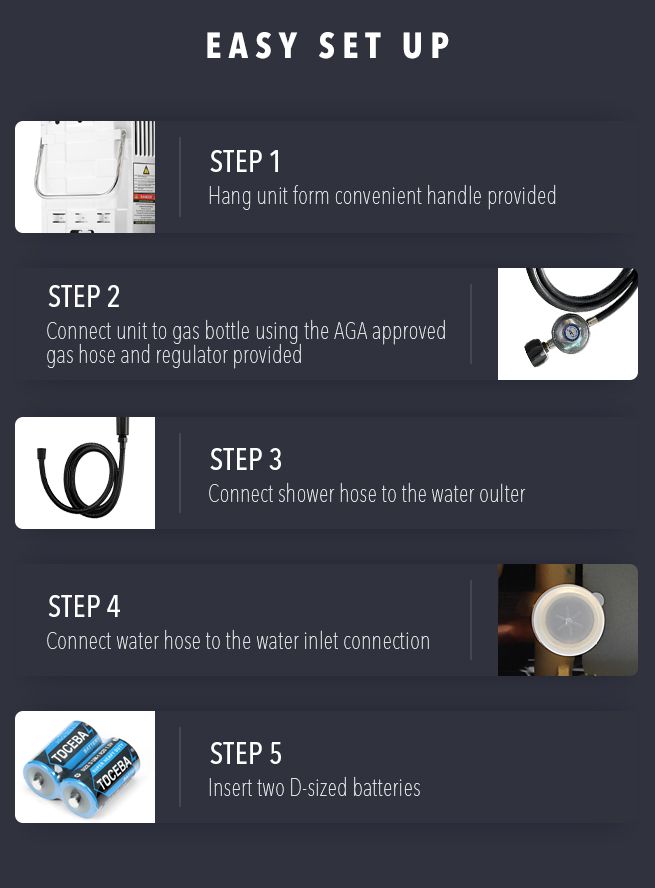 MAXKON 520L Hr Portable Outdoor Gas LPG Instant Shower Water Heater - White