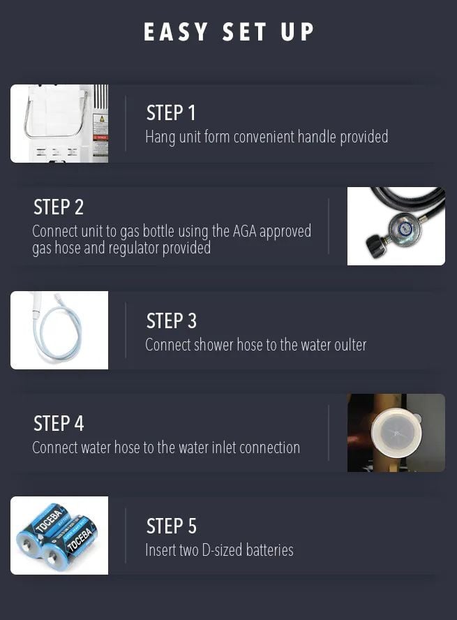 MAXKON 8 in 1 520L Hr Portable Outdoor Gas Instant Shower Water Heater - White