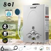 MAXKON 8 in 1 520L/Hr Portable Outdoor Gas Instant Shower Water Heater - Silver