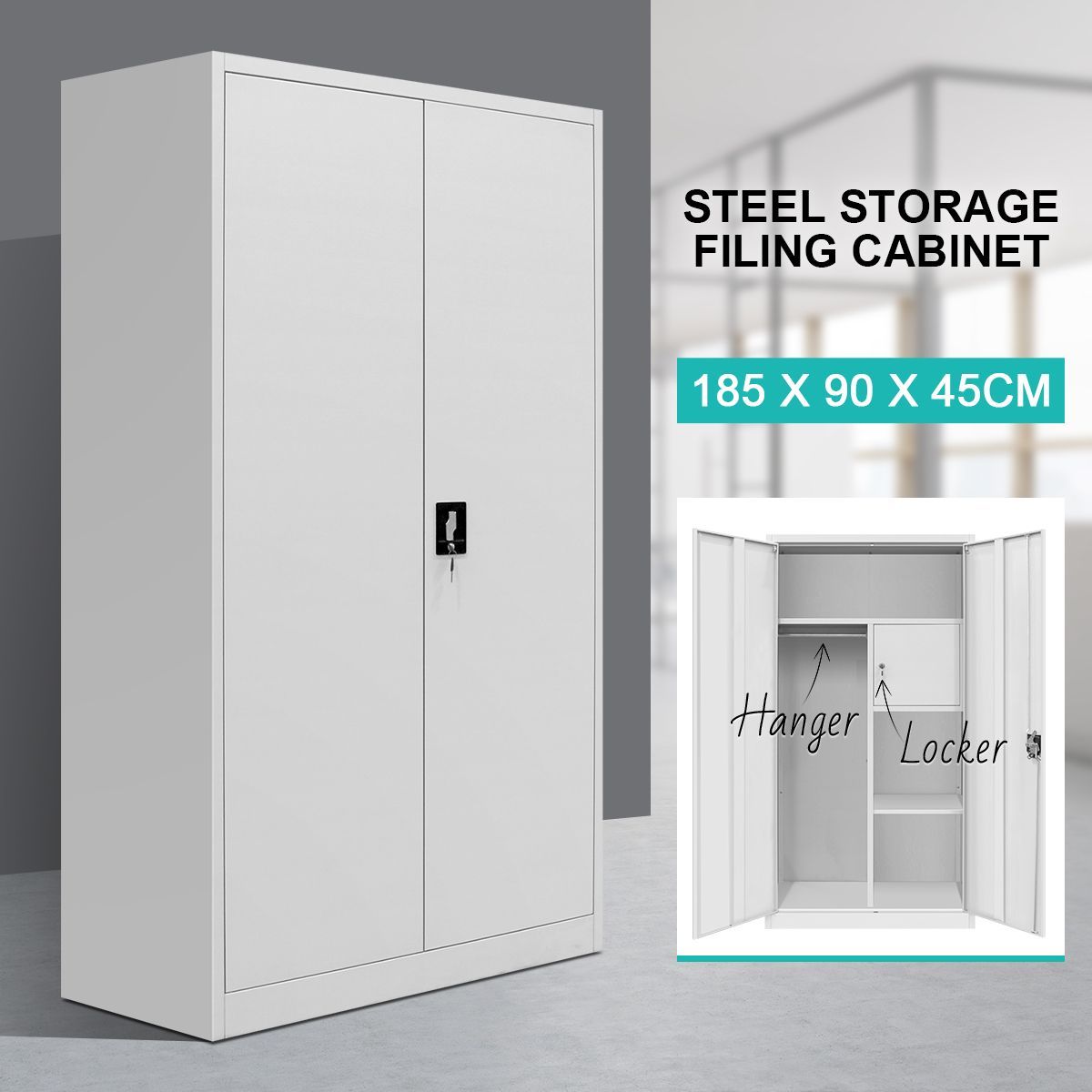 Filing Cabinet Lockable Steel Storage Cupboard with Hanger Drawer