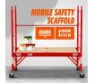 Safety Scaffolding Height-adjustable Work Platform 450KG with Lockable Wheels Red