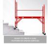 Safety Scaffolding Height-adjustable Work Platform 450KG with Lockable Wheels Red