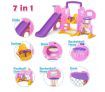 Colorful 7 in 1 Kids Playset with Swing & Slide Basketball Toys