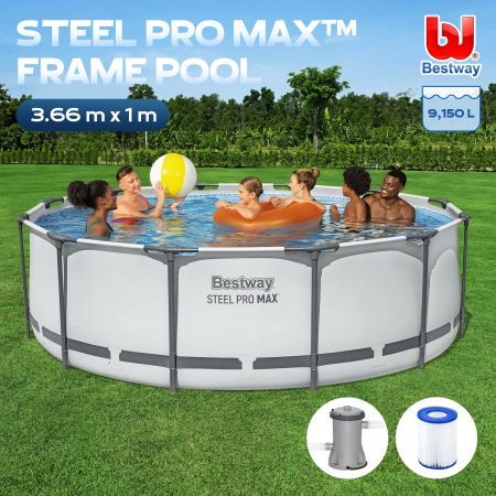 Bestway 3.66M Above Ground Steel Frame Swimming Pool w/Filter Pump