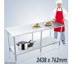 Kitchen Prep Table Cater Work Bench Table Stainless Steel W/Adjustable Feet 2438mmx762mm
