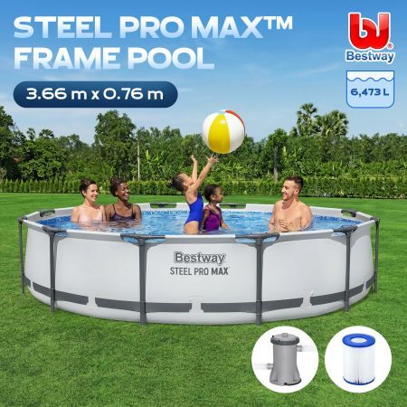 Bestway 3.66M Above Ground Metal Frame Swimming Pool w/Filter Pump