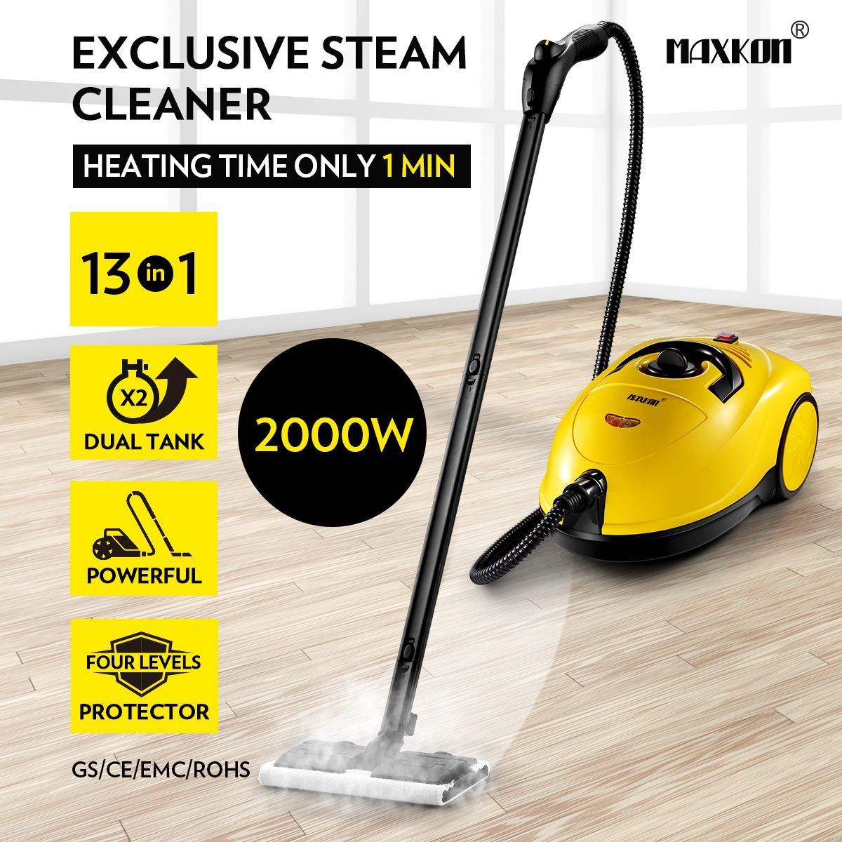 Maxkon 3.4L Commercial Home High Pressure Steam Cleaner Mop Carpet Floor Window