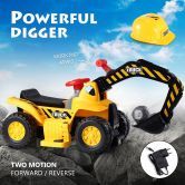 Kids Off Road Ride on Digger Electric Excavator Bulldozer Loader w/Safety Helmet