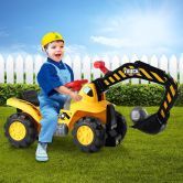 Kids Off Road Excavator Ride on Digger Bulldozer Loader w/Toy Stones & Safety Helmet