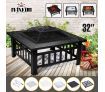 Maxkon 32" Fire Pit 3-in-1 Fireplace Brazier Patio Camping Heater w/Grill Shelf