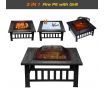 Maxkon 32" Fire Pit 3-in-1 Fireplace Brazier Patio Camping Heater w/Grill Shelf