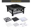 Maxkon 32" Fire Pit 3-in-1 Fireplace Brazier Patio Camping Heater w/Grill Shelf
