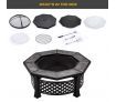 Maxkon 32" Fire Pit 4-in-1 Patio Camping Heater Fireplace Brazier w/Grill Shelf