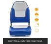 Pair of Fishing Boat Seat Extra High Back with Swivel Base Blue