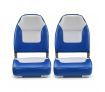 Pair of Fishing Boat Seat Extra High Back with Swivel Base Blue