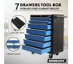 SHOGUN Tool Chest 7-Drawer Storage Cabinets Trolley with A Side Handle - Blue and Black