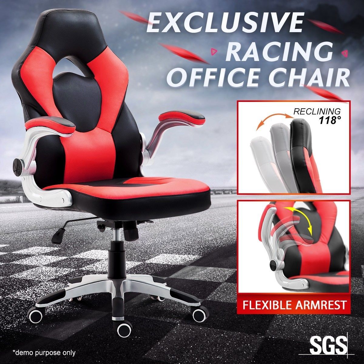 Executive Racing Gaming Desk Chair Ergonomic PU Leather Computer Seat w/Armrest