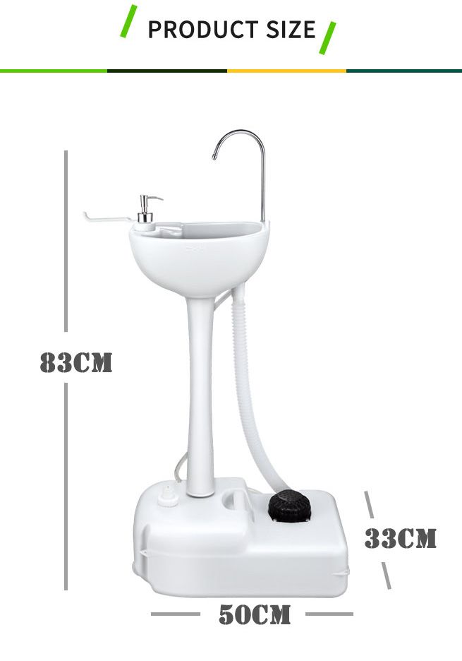 17L Portable Camping Basin Sink Hand Wash Stand Wheel Water Tank for Outdoor Trip - Gray