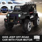 Kids Off Road Ride On Toy Electric Remote Control Truck Jeep w/Built-in Songs - Black