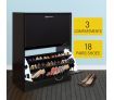 18 Pair Shoe Cabinet 2 Rack Wooden Home Footwear Storage Stand - Walnut