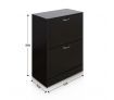 18 Pair Shoe Cabinet 2 Rack Wooden Home Footwear Storage Stand - Walnut