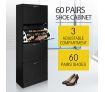 60 Pair Shoe Cabinet 4 Rack Wooden Home Footwear Storage Stand - Black