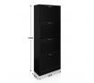 60 Pair Shoe Cabinet 4 Rack Wooden Home Footwear Storage Stand - Black