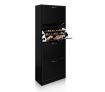 60 Pair Shoe Cabinet 4 Rack Wooden Home Footwear Storage Stand - Black
