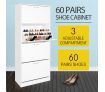 60 Pair Shoe Cabinet 4 Rack Wooden Home Footwear Storage Stand - White