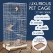 Multi-layer Cat Cage Luxurious Wire Pet House Crate with Wheels - Brown