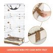 Multi-layer Cat Cage Luxurious Wire Pet House Crate with Wheels - Brown