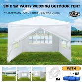 OGL 3M x 3M Party Wedding Outdoor Tent Gazebo Canopy Events Pavilion w/3 Sidewalls and 1 Door