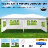 OGL 3M x 6M Party Wedding Outdoor Tent Canopy Gazebo Pavilion Events Canopies w/4 Removable Walls