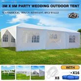 OGL 3M x 9M Party Wedding Outdoor Tent Canopy Gazebo Pavilion Events Canopies w/8 Removable Walls and 2 Doors