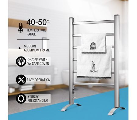Devanti Electric Heated Towel Clothes Airer Rack Dryer Warmer Stand Rail  Free Standing