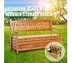 1.5M 3 Seat Wooden Outdoor Garden Storage Bench Chair Box Chest Furniture Timber