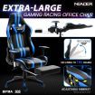 Ergonomic Office Computer Chair PU Leather Sport Gaming Race Seat w/ Footrest - Blue & Black