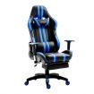Ergonomic Office Computer Chair PU Leather Sport Gaming Race Seat w/ Footrest - Blue & Black